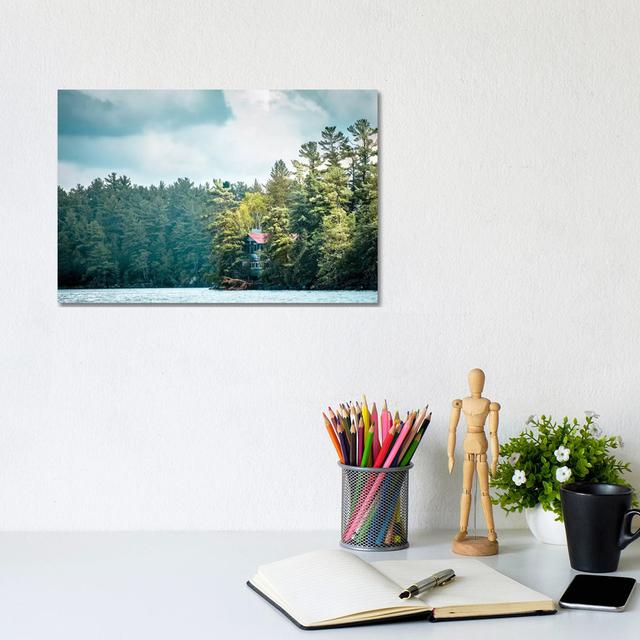 Red Roofed Cabin At The Lake by Nik Rave - Wrapped Canvas Print Alpen Home Size: 20.32cm H x 30.48cm W x 1.9cm D on Productcaster.