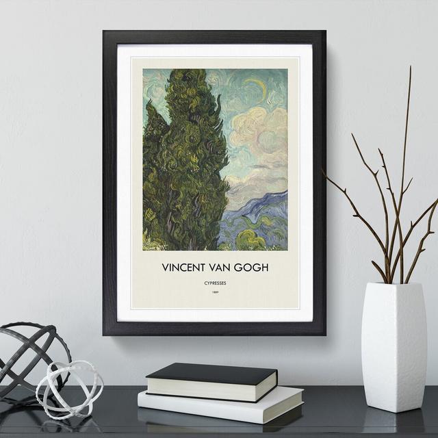 Cypresses by Vincent Van Gogh - Picture Frame Graphic Art East Urban Home Size: 48cm H x 36cm W x 2cm D, Frame Option: Black Framed on Productcaster.