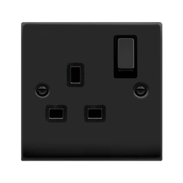 Matt Black 1 Gang 13A DP Ingot Switched Plug Socket Metro Lane on Productcaster.