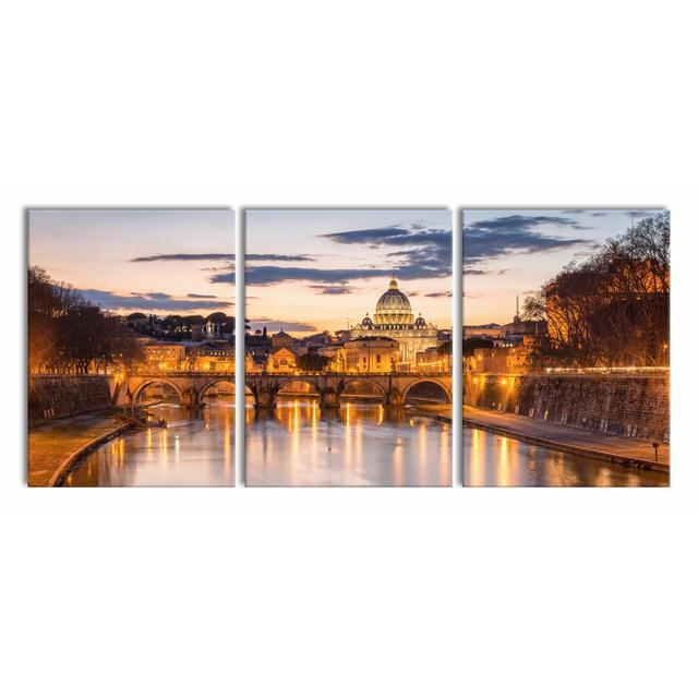 St. Peter's Basilica In Rome - 3 Piece Wrapped Canvas Print East Urban Home Size: 180 cm H x 80 cm W x 2.4 cm D on Productcaster.