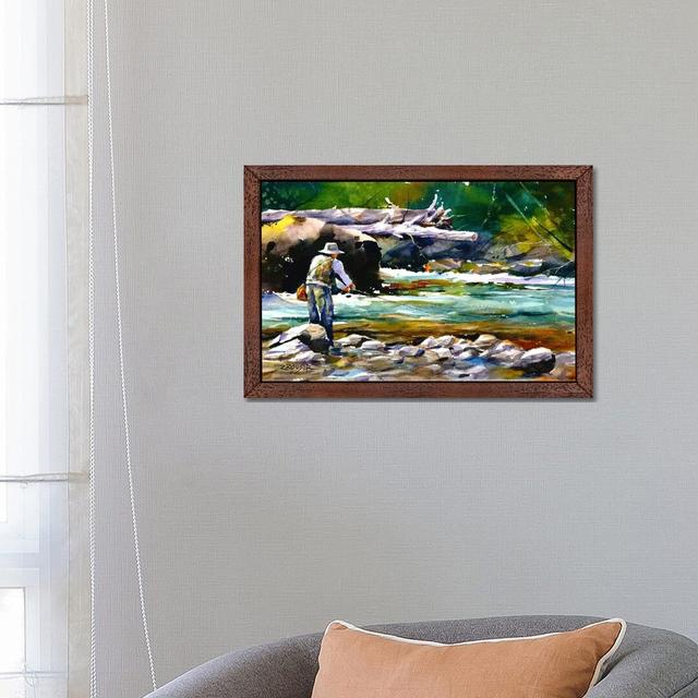 Fishing by Dean Crouser - Floater Frame Painting on Canvas Union Rustic Frame Option: Brown on Productcaster.