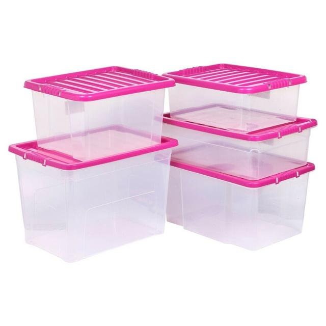 Plastic Storage Box Symple Stuff Capacity: 50 Litre, Colour: Pink on Productcaster.