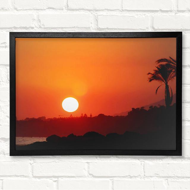 Peach Ocean Sunset - Closed Corner Frame Art Prints on Wood Alpen Home Size: 29.7cm H x 42cm W on Productcaster.