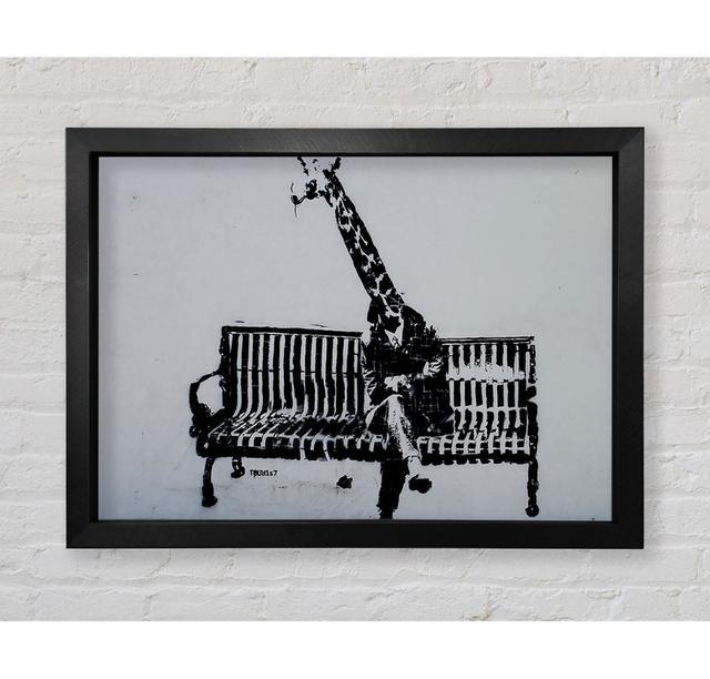 Giraffe Graffiti Framed Print Wall Art Happy Larry Format: Black Framed Paper, Size: 59.7cm H x 84.1cm W x 3.4cm D on Productcaster.