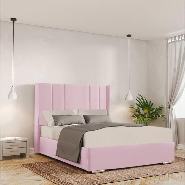 Chanda Upholstered Standard Bed Ivy Bronx Colour: Pink, Size: 120 x 190 cm on Productcaster.