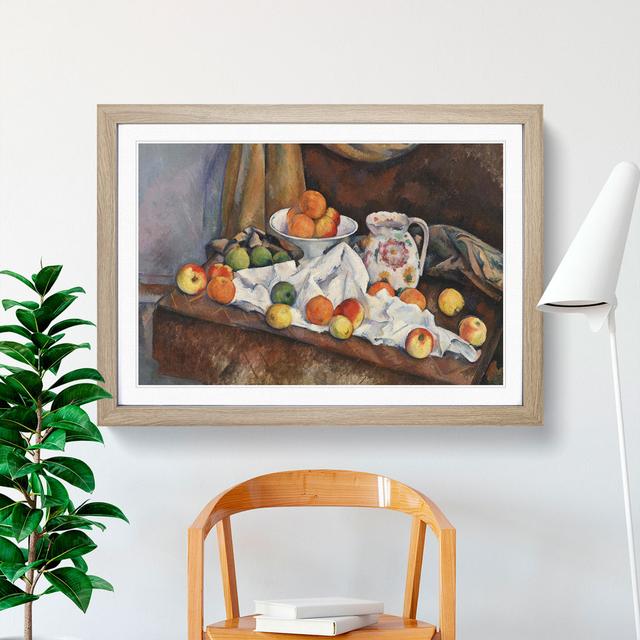 Still Life with Apples and Oranges by Paul Cezanne - Picture Frame Painting East Urban Home Frame Option: Oak, Size: 48cm H x 65cm W x 2cm D on Productcaster.