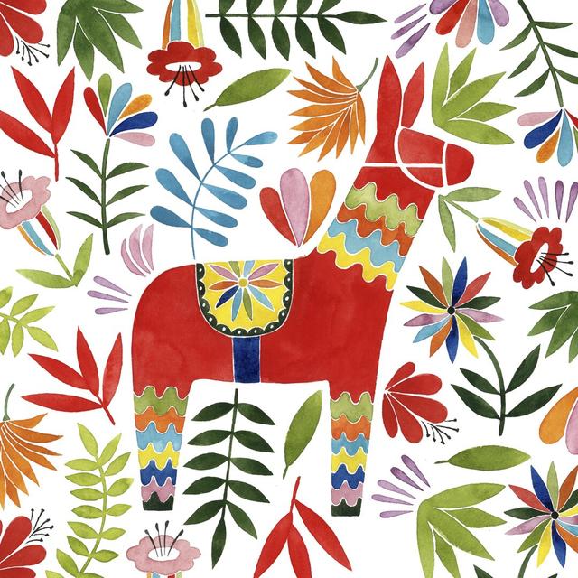 Festive Otomi II - Wrapped Canvas Art Print Rosalind Wheeler Size: 30cm H x 30cm W on Productcaster.