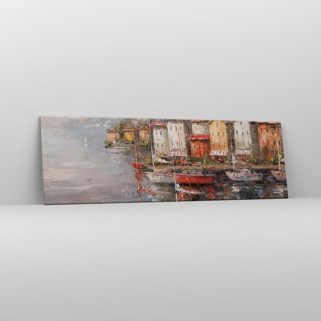 Sea Harbor Sails - Wrapped Canvas Painting Longshore Tides Size: 50cm H x 120cm W on Productcaster.