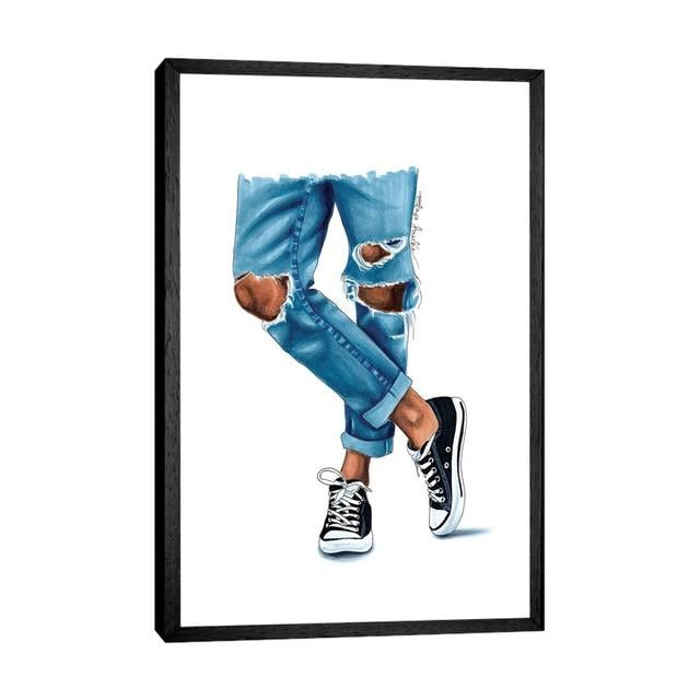 Casual Kicks by Denis Orio Ibañez - Print on Canvas Ebern Designs Size: 66.04cm H x 45.72cm W x 3.81cm D, Format: Black Framed on Productcaster.