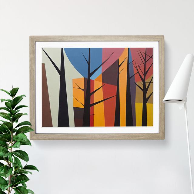 Brave Abstract Forest - Picture Frame Graphic Art 17 Stories Size: 34cm H x 46cm W x 2cm D, Frame Colour: Oak Framed on Productcaster.