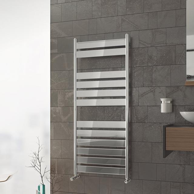 Angelique Vertical Flat Panel Towel Rail Belfry Heating Size: 80cm H x 50cm W x 8.1cm D on Productcaster.