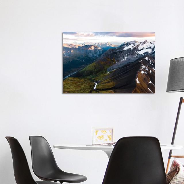 Mountains And Valleys by Lucas Moore - Wrapped Canvas Print Alpen Home Size: 66.04cm H x 101.6cm W x 3.81cm D on Productcaster.