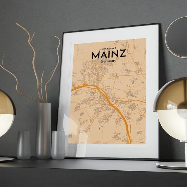 Mainz City Map in Vintage - Unframed Graphic Art Borough Wharf Size: 27.6cm H x 19.7cm W x 0.05cm D on Productcaster.