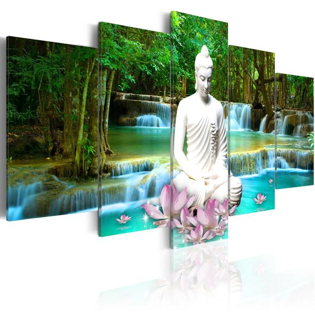 Zen Wasserfall' Grafik Kunst Mehrteiliges Bild auf verpackter Leinwand East Urban Home Größe: 100 cm H x 200 cm B x T on Productcaster.