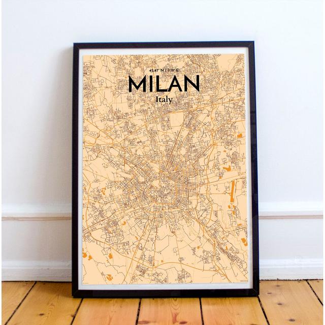 Milan City Map - No Frame Print East Urban Home Size: 43.2cm H x 27.9cm W x 0.13cm D on Productcaster.