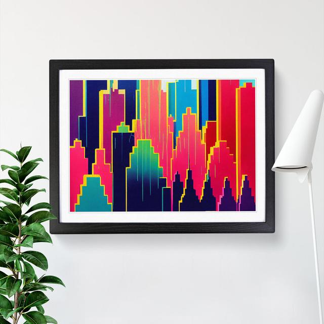 Daring Skyscraper Skyline Abstract - Picture Frame Graphic Art Latitude Run Frame Colour: Black, Size: 34cm H x 46cm W x 2cm D on Productcaster.