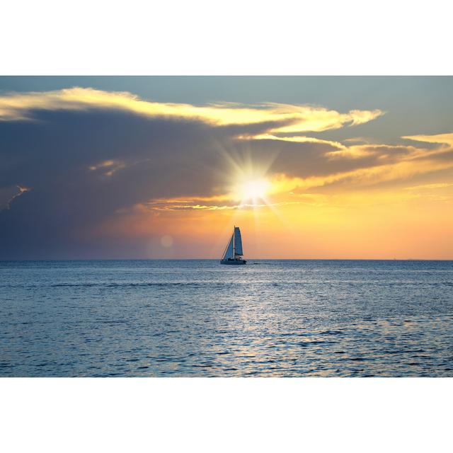 Shiny Sea And Sailboat by Jokerpro - Wrapped Canvas Print Breakwater Bay Size: 61cm H x 91cm W x 3.8cm D on Productcaster.