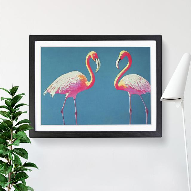 Euphoric Flamingos - Single Picture Frame Painting 17 Stories Size: 25cm H x 34cm W x 2cm D, Frame Colour: Black on Productcaster.