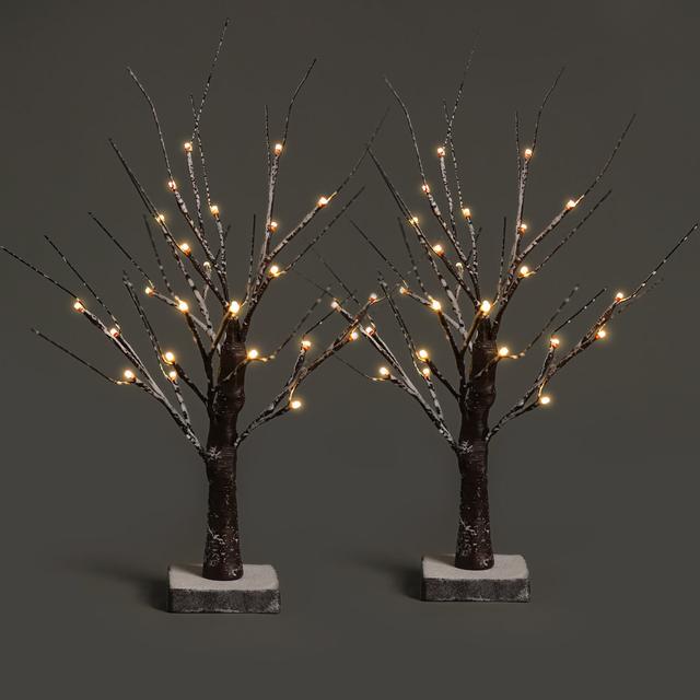 Twig Birch Tree Snow Effect with Lights Set The Seasonal Aisle on Productcaster.