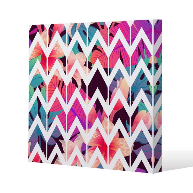 Tropical Geometric Zig Zags Canvas Print Andrew Lee Size: 127cm H x 127cm W x 4cm D on Productcaster.