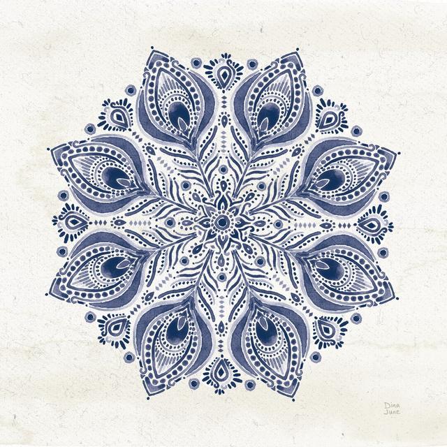 Bohemian Vibes VI Mandala Blue by Dina June - Wrapped Canvas Painting Bloomsbury Market Size: 51cm H x 51cm W on Productcaster.