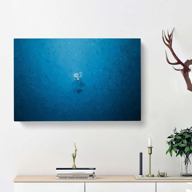 Lone Dolphin In Abstract - Wrapped Canvas Print East Urban Home Size: 40cm H x 60cm W x 3cm D on Productcaster.