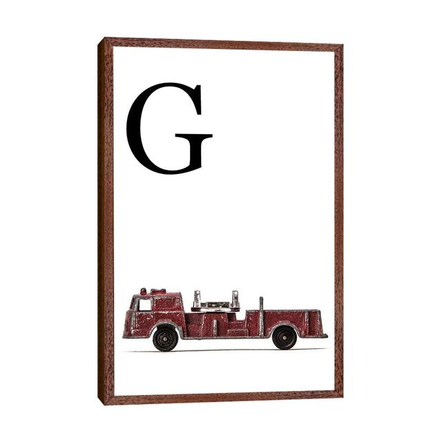 G Fire Engine Letter - Print on Canvas Williston Forge Size: 101.6cm H x 66.04cm W x 3.81cm D, Format: Classic Brown Wood Framed on Productcaster.