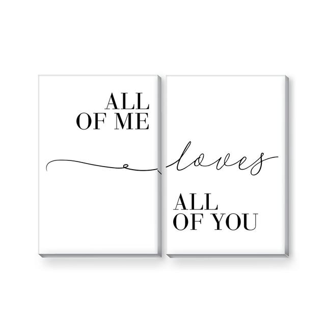 All of Me - 2 Piece Typography Set on Canvas Clock Canvas Format: Wrapped Canvas, Size: 100cm H x 150cm W x 3.8cm D on Productcaster.