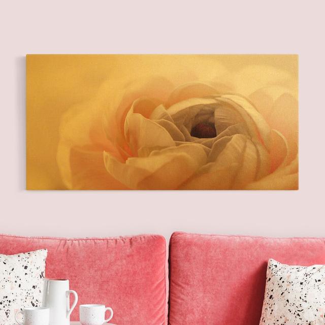 Pink Flower in Focus - Wrapped Canvas Graphic Art Rosalind Wheeler Format: 260g/m² canvas, Frame Option: Gold, Size: 60cm H x 120cm W on Productcaster.