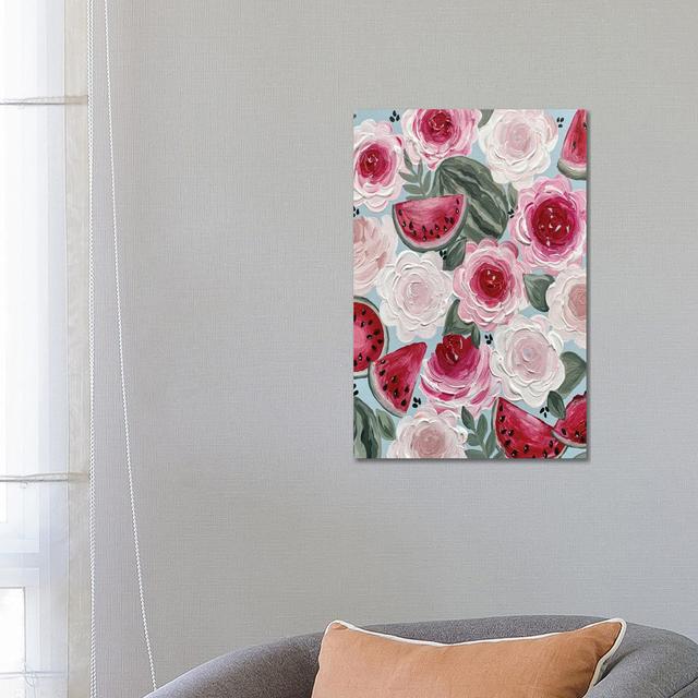 Watermelon Florals by Katie Bryant - Wrapped Canvas Gallery-Wrapped Canvas Giclée ClassicLiving Size: 66.04cm H x 45.72cm W x 1.905cm D on Productcaster.