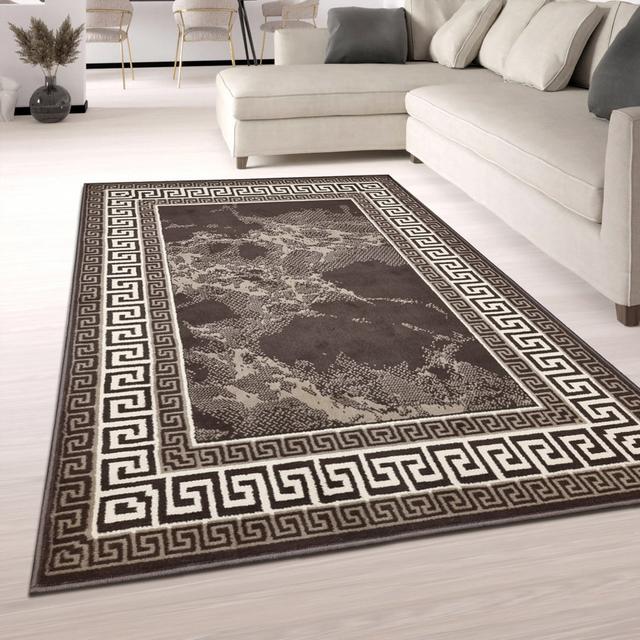 Aniweta Geometric Machine Woven / Power Loomed Brown Area Rug Canora Grey Rug Size: Rectangle 200 x 290cm on Productcaster.