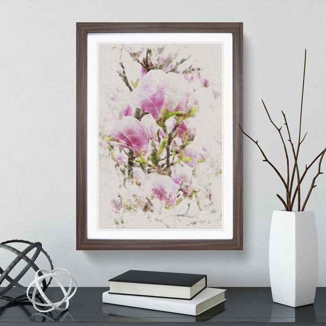 Pink Magnolia Blossom Flowers - Picture Frame Graphic Art East Urban Home Frame Option: Walnut Framed, Size: 48cm H x 36cm W x 2cm D on Productcaster.