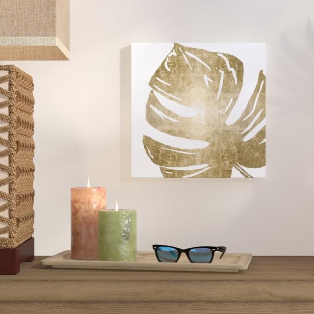 Tropical Leaves Square I Metallic - Wrapped Canvas Print East Urban Home Size: 109.22cm H x 109.22cm W x 5.08cm D on Productcaster.