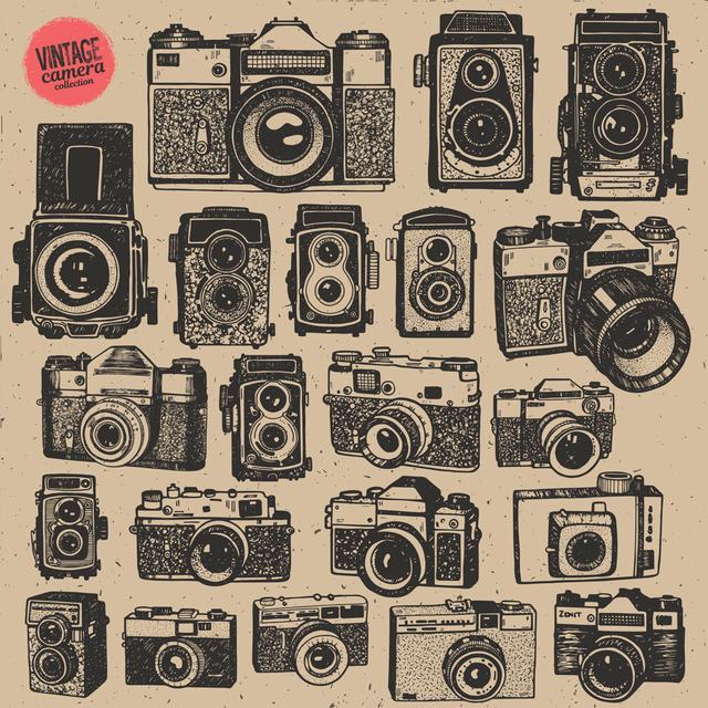 Vintage Cameras Collection - Wrapped Canvas Graphic Art Williston Forge Size: 122cm H x 122cm W x 3.8cm D on Productcaster.