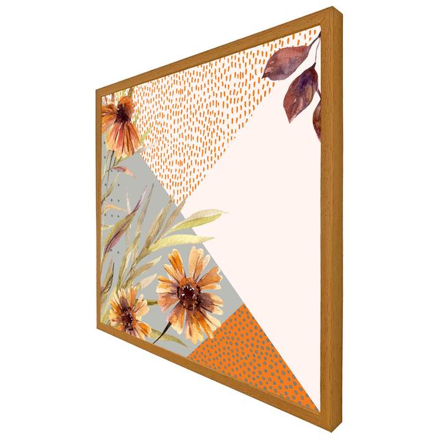 Sugarland Autumn Geometric Shapes And Flowers - Single Picture Frame Print 17 Stories Format: Oak Framed, Size: 76cm H x 76cm W on Productcaster.