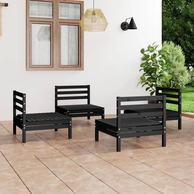 Marlow Home Co. 4 Piece Garden Lounge Set Solid Wood Pine 2 (Set of 4) Marlow Home Co. Colour: Black on Productcaster.