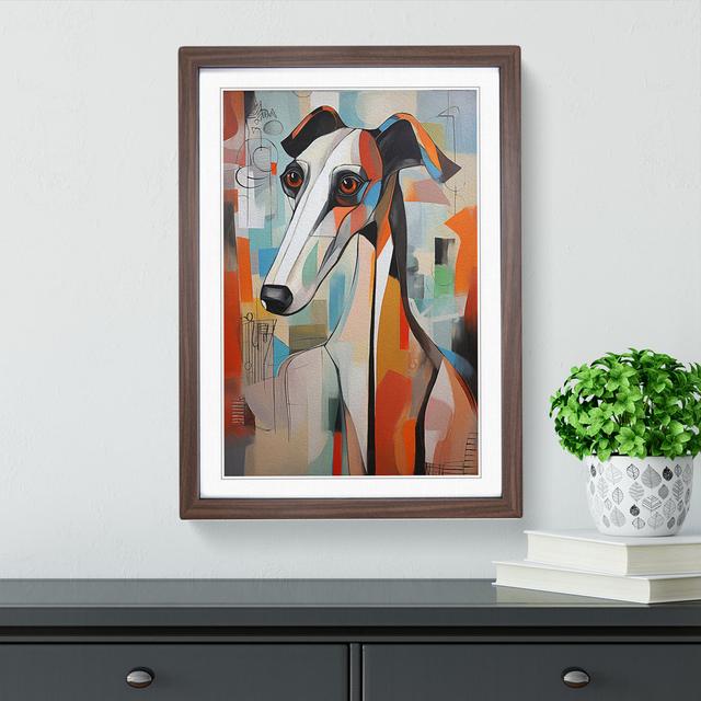 XYZ-FRM-V1223-6500 Whippet Abstract - Single Picture Frame Print on Wood Big Box Art Frame Colour: Walnut, Size: 64cm H x 46cm W x 2cm D on Productcaster.