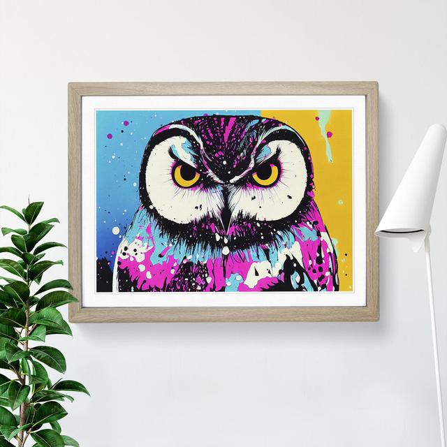 XH1022-6558X Owl Splash Vol.3 - Single Picture Frame Print Alpen Home Size: 25cm H x 34cm W x 2cm D, Frame Colour: Oak on Productcaster.