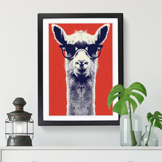 Llama With Glasses - Print Zoomie Kids Frame Option: Oak, Size: 34cm H x 25cm W x 2cm D on Productcaster.