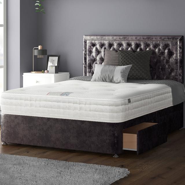 Fan Divan Bed Base Rosdorf Park Colour: Amethyst, Storage Type: 2 Foot-end Drawers, Size: Super King (6') on Productcaster.