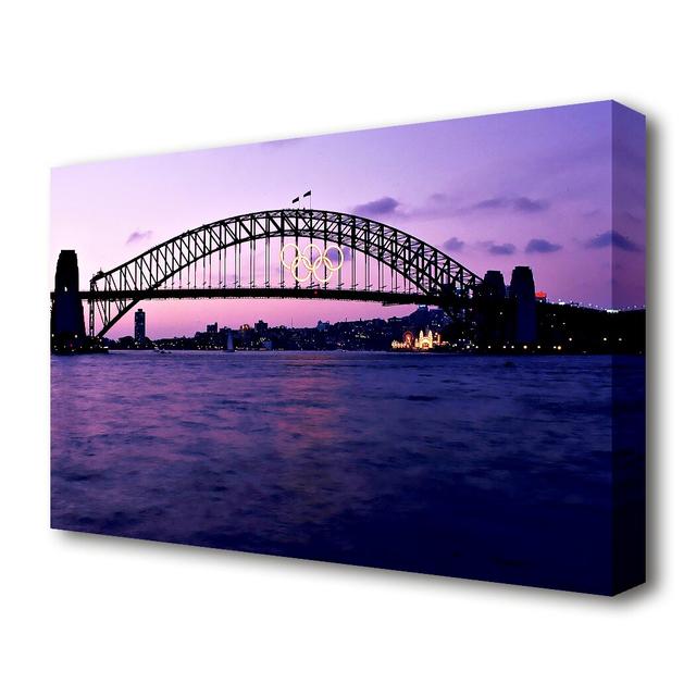 Sydney Harbour Bridge Pink Reflections - Wrapped Canvas Photograph Print East Urban Home Size: 66 cm H x 101.6 cm W on Productcaster.