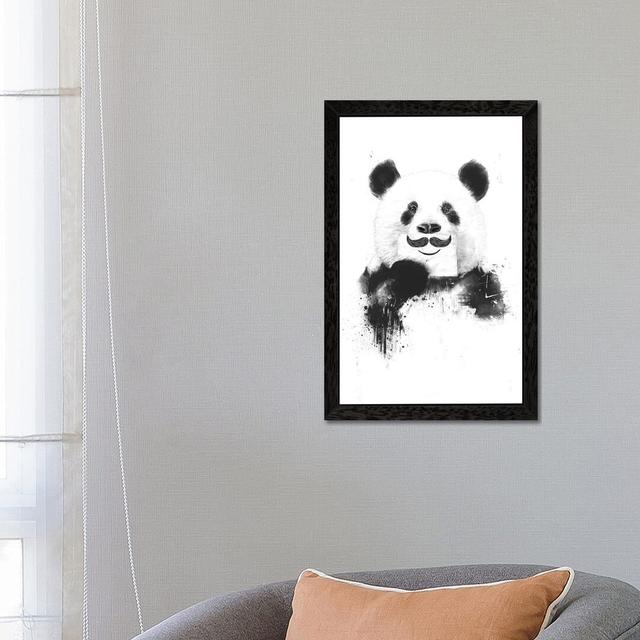 Funny Panda by Balazs Solti - Floater Frame Painting on Canvas Bloomsbury Market Size: 101.6cm H x 66.04cm W x 3.81cm D, Frame Option: Black on Productcaster.