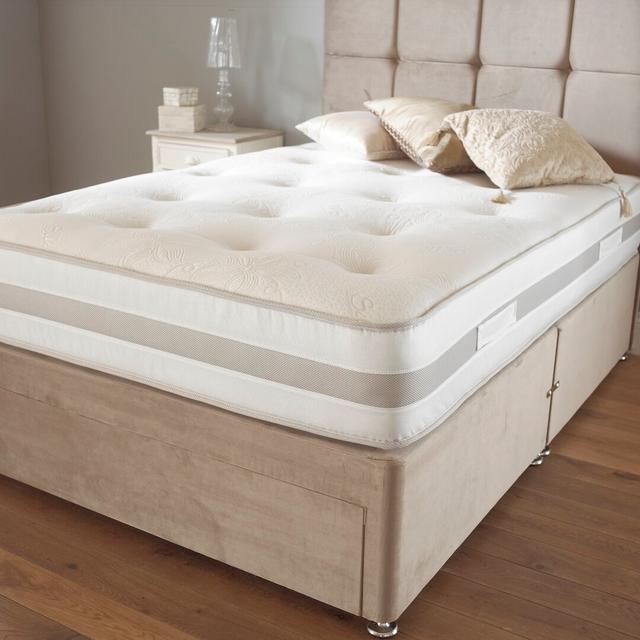 Aspelare Memory Foam Divan Bed Fairmont Park Storage Type: Jumbo End Drawer, Size: Double (4'6), Colour: Mink Plush Velvet on Productcaster.