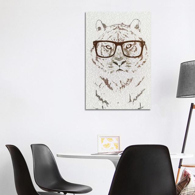 The Intellectual Tiger Hipster Version by Paula Belle Flores - Wrapped Canvas Graphic Art Ophelia & Co. Size: 101.6cm H x 66.04cm W x 3.81cm D on Productcaster.