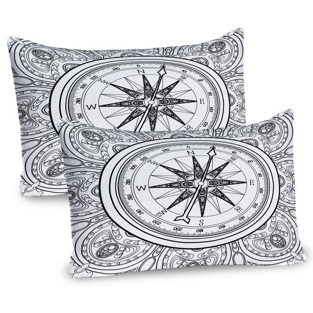 Compass Rose Line Art Microfiber Sham (Set of 2) East Urban Home on Productcaster.