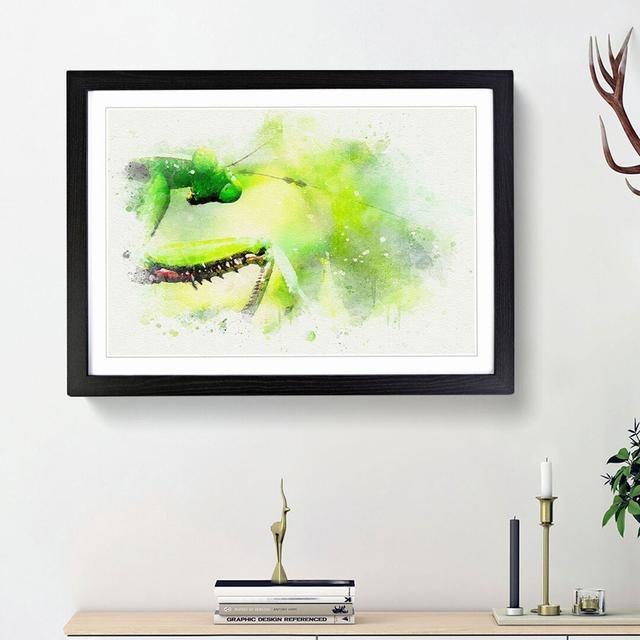 Peering Praying Mantis in Abstract - Picture Frame Graphic Art Print East Urban Home Frame Option: Black Framed, Size: 27cm H x 36cm W x 2cm D on Productcaster.