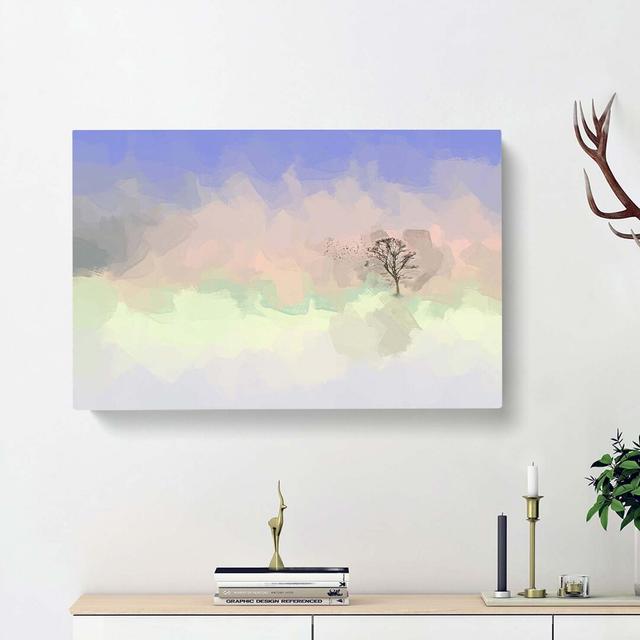 Flock Of Birds Leaving The Tree In Abstract - Wrapped Canvas Painting East Urban Home Size: 60cm H x 91cm W x 3cm D on Productcaster.