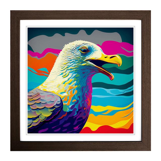 Seagull Pop Art House of Hampton Frame Colour: Walnut on Productcaster.