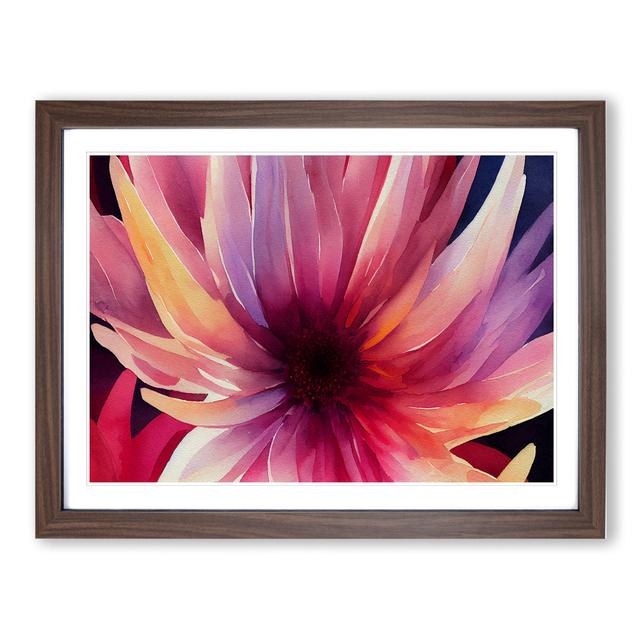 Watercolour Chrysanthemum Flower Vol.4 - Picture Frame Painting Marlow Home Co. Frame Colour: Walnut Framed, Size: 34cm H x 46cm W x 2cm D on Productcaster.