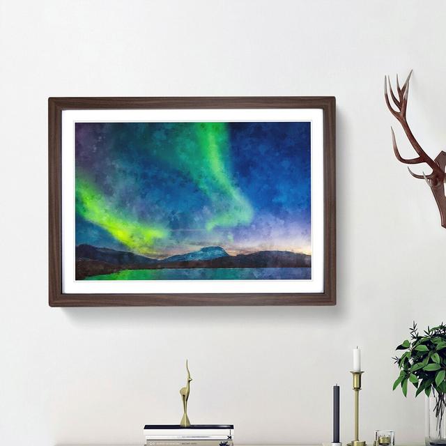 Green Polar Lights over Sweden - Picture Frame Painting Print East Urban Home Size: 24cm H x 33cm W x 2cm D, Frame Option: Walnut Framed on Productcaster.